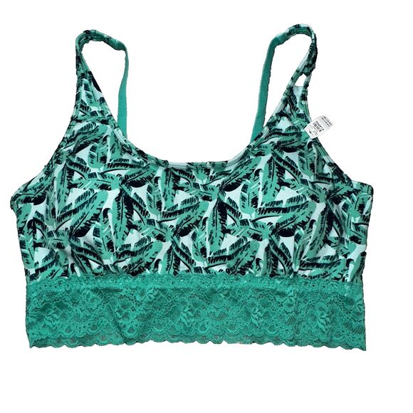 Maurices Bralette XL NWT Green Banana Leaf Lace Trim Simply Comfy - Picture 1 of 6